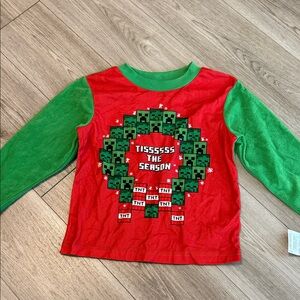 Festive Red and Green Long Sleeve Kids Tee